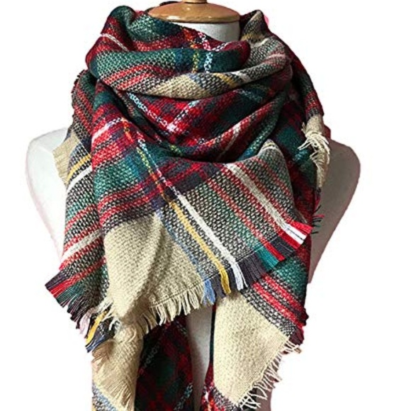 C.C. Boutique Accessories - ONE LEFT! Plaid Fringed Tartan Blanket Scarf Wrap.